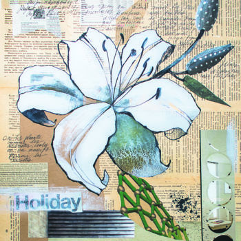 Drawing titled "White Lily" by Tatiana Krivolapova, Original Artwork, Acrylic