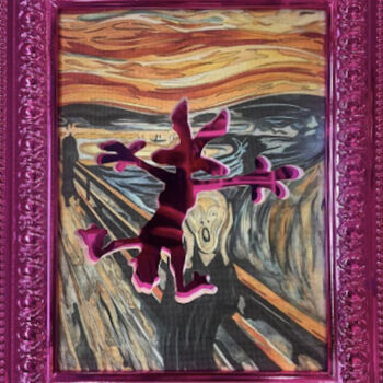 Schilderij getiteld "I'm Sorry Munch" door Sagrasse, Origineel Kunstwerk, Acryl Gemonteerd op Frame voor houten brancard