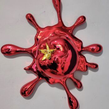 Sculpture intitulée "Splat Red" par Sagrasse, Œuvre d'art originale, Résine Monté sur Autre panneau rigide