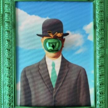 Painting titled "I'm Sorry Magritte" by Sagrasse, Original Artwork, Acrylic Mounted on Wood Stretcher frame