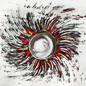 Картина под названием "Aztec Sun" - Sahani Madihage, Подлинное произведение искусства, Акрил Установлен на Деревянная рама д…