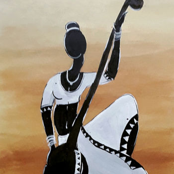 Schilderij getiteld "Rhythm of the Strin…" door Sahani Madihage, Origineel Kunstwerk, Acryl Gemonteerd op Frame voor houten…