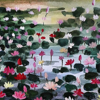 "The Lotus Field" başlıklı Tablo Sahani Madihage tarafından, Orijinal sanat, Akrilik Ahşap Sedye çerçevesi üzerine monte edi…
