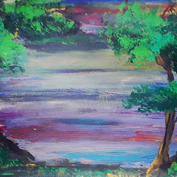 제목이 "Valley through the…"인 미술작품 Sahani Madihage로, 원작, 아크릴 나무 들것 프레임에 장착됨