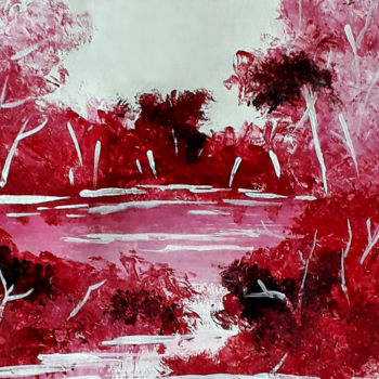 "Red Forest" başlıklı Tablo Sahani Madihage tarafından, Orijinal sanat, Akrilik Ahşap Sedye çerçevesi üzerine monte edilmiş