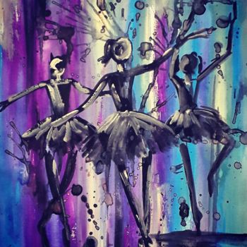 Pittura intitolato "Dancing in the Rain" da Sahani Madihage, Opera d'arte originale, Acrilico Montato su Telaio per barella…