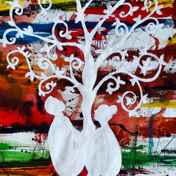Painting titled "Love Branching Out" by Sahani Madihage, Original Artwork, Acrylic Mounted on Wood Stretcher frame