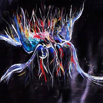 Malarstwo zatytułowany „Volcanic Eruption” autorstwa Sahani Madihage, Oryginalna praca, Akryl Zamontowany na Drewniana rama…