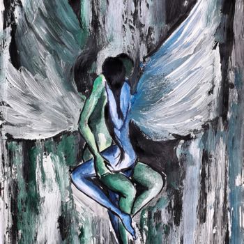 Peinture intitulée "An Angel’s Embrace" par Sahani Madihage, Œuvre d'art originale, Acrylique Monté sur Châssis en bois