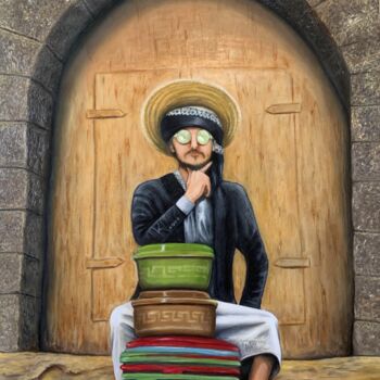 Malarstwo zatytułowany „A seller from Old S…” autorstwa Sahar Hasan Al-Louthai, Oryginalna praca, Olej Zamontowany na Panel…