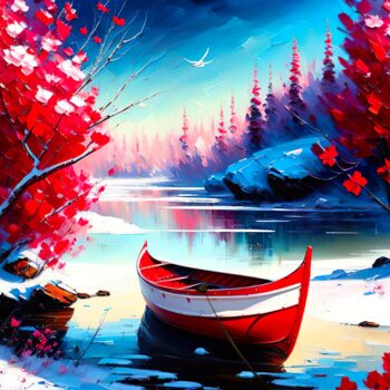 Цифровое искусство под названием "Red Boat" - Said Etebbai, Подлинное произведение искусства, Цифровая живопись
