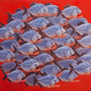 Картина под названием "Flock" - Саид Шамирбаев, Подлинное произведение искусства, Масло Установлен на Деревянная рама для но…