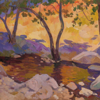 Painting titled "Little river" by Said Shamirbaev, Original Artwork, Oil