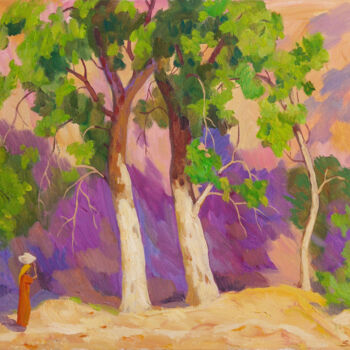 Painting titled "Trees of Sukok" by Said Shamirbaev, Original Artwork, Oil