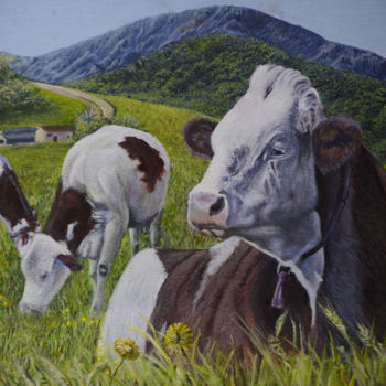 Peinture intitulée "Oh la vache!" par Sls, Œuvre d'art originale, Acrylique