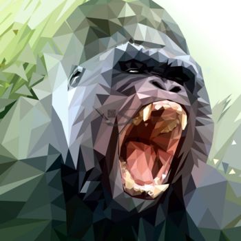 Цифровое искусство под названием "Gorilla" - Laurent Sailla, Подлинное произведение искусства, 2D Цифровая Работа