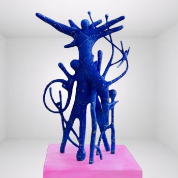Sculptuur getiteld "Angel blue" door Cyrille Saintange, Origineel Kunstwerk, Hars