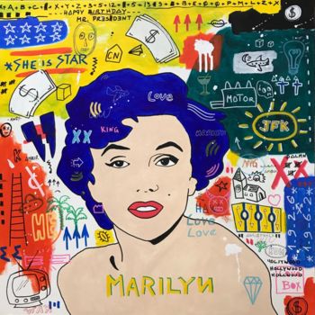Schilderij getiteld "Marilyn a Star" door Sainte Fauste, Origineel Kunstwerk, Acryl