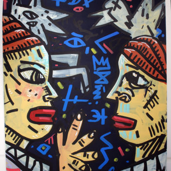 Painting titled "Gemeaux" by Saint One, Original Artwork, Acrylic Mounted on Wood Stretcher frame
