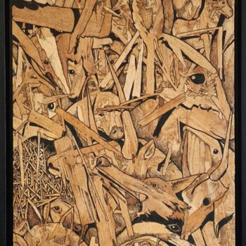 Peinture intitulée "Arène" par Saïr, Œuvre d'art originale, Marqueur Monté sur Panneau de bois