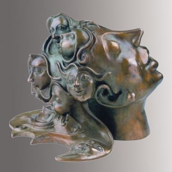 Sculpture intitulée "PRISE de TÊTE" par Sak, Œuvre d'art originale, Bronze