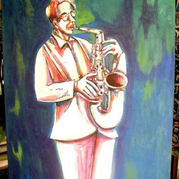 Pintura titulada "The Saxophonist" por Vicente Fabre, Obra de arte original, Oleo