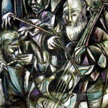 Painting titled "String Quartet" by Vicente Fabre, Original Artwork, Oil