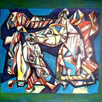 Pintura titulada "Head of Horse Compo…" por Vicente Fabre, Obra de arte original, Oleo