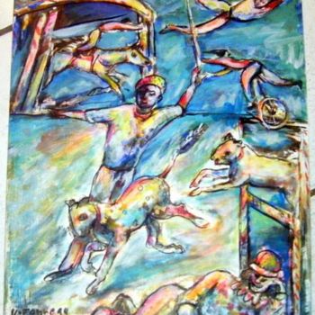Painting titled "El circo" by Vicente Fabre, Original Artwork, Oil