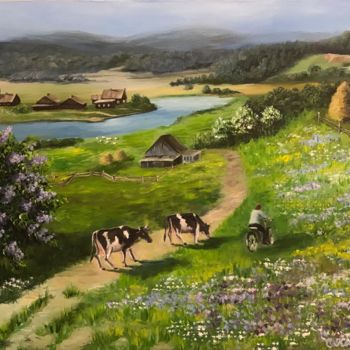 Peinture intitulée "Country life" par Svetlana Kochubei, Œuvre d'art originale, Huile