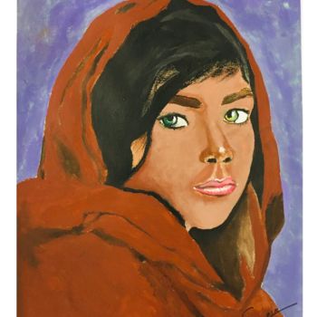 「femme musulmane」というタイトルの絵画 Guderian Antayaによって, オリジナルのアートワーク, グワッシュ水彩画