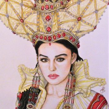 Peinture intitulée "КОРОЛЕВА" par Irina Petrova, Œuvre d'art originale, Conté