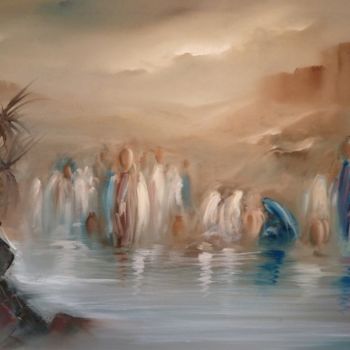 Malerei mit dem Titel "Porteuses d'Eau" von Salah Chaoui, Original-Kunstwerk, Öl