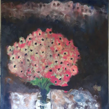 Картина под названием "flowers night" - Salam Ahmad, Подлинное произведение искусства, Акрил