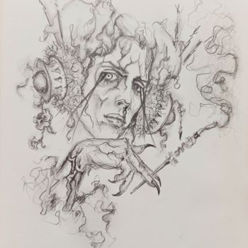 Dibujo titulada "Cyborg C" por Salamander Nebula, Obra de arte original, Grafito
