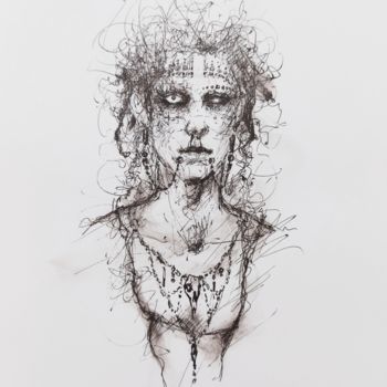 Dessin intitulée "Cyborg i" par Salamander Nebula, Œuvre d'art originale, Stylo gel