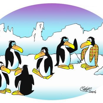 Grafika cyfrowa / sztuka generowana cyfrowo zatytułowany „Penguins” autorstwa Armando Salas, Oryginalna praca