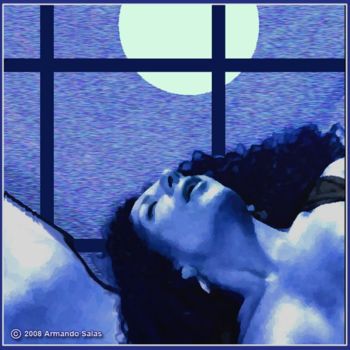 Digitale Kunst getiteld "Blue moon passion" door Armando Salas, Origineel Kunstwerk