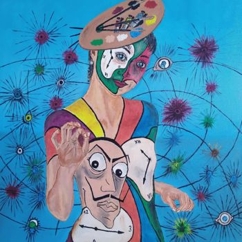 Peinture intitulée "Hommage à Dali" par Robert Saldana, Œuvre d'art originale, Huile