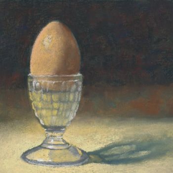 Schilderij getiteld "Glass Eggcup" door Chris Derrick, Origineel Kunstwerk, Pastel