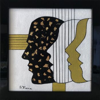 Pintura intitulada "Black & Gold 1" por Salette Viana, Obras de arte originais, Acrílico Montado em Armação em madeira