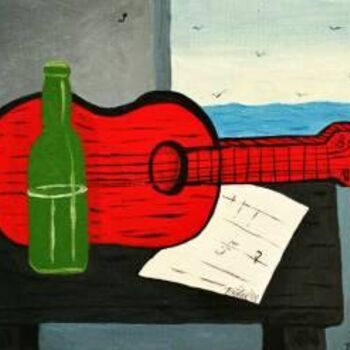 Drawing titled "The red Guitar" by Francisco Vidal, Original Artwork, Other