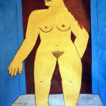 Painting titled "Woman_in_the_bathro…" by Francisco Vidal, Original Artwork, Oil