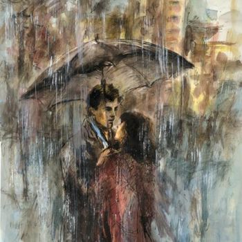 Dessin intitulée ""Проливной дождь" (…" par Salidjon Mamatkulov, Œuvre d'art originale