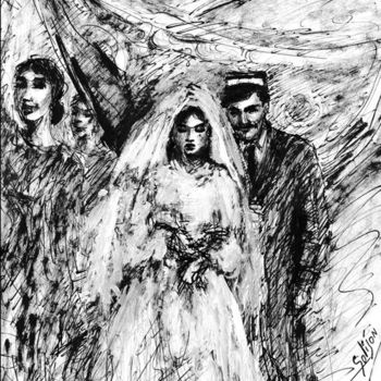 Drawing titled ""Свадьба"" by Salidjon Mamatkulov, Original Artwork