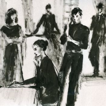 Drawing titled ""Артисты театра"" by Salidjon Mamatkulov, Original Artwork