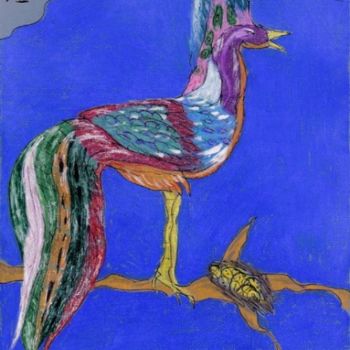 Dessin intitulée "Magic bird Phoenix" par Salih Habibnazarov, Œuvre d'art originale