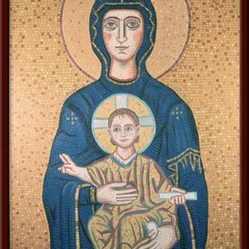 Pintura titulada "Meryem ve Çocuk İsa…" por Salih Cengiz, Obra de arte original