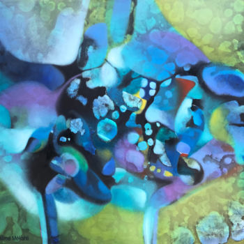 제목이 "Pacifique"인 미술작품 Salima Mékahli로, 원작, 기름 나무 들것 프레임에 장착됨