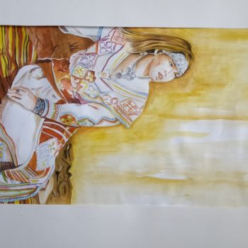 Malarstwo zatytułowany „Une femme en robe k…” autorstwa Salim Mansouria, Oryginalna praca